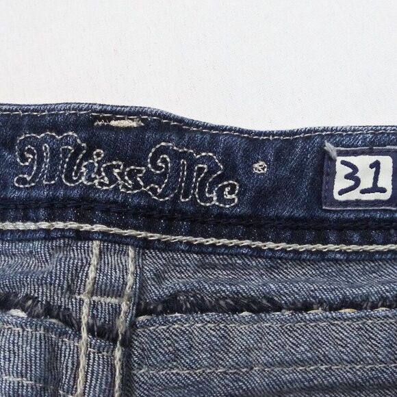 MISS ME Distressed Saddle Stitch Border Bootcut Jeans Flap Pockets JPS501416R - Picture 8 of 11